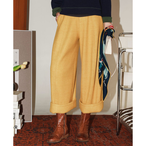 垂顺飒爽高级感羊毛阔腿九分裤