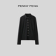 针织衬衫 PENNYPENG黑曼巴 黑标系列极简老钱风流线型翻领羊绒长袖