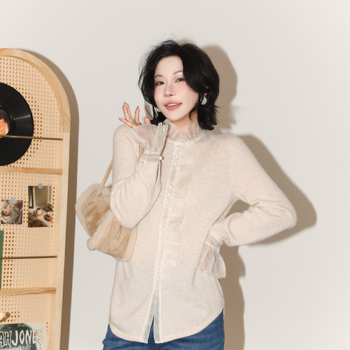 双股28支羊绒气质长袖开衫