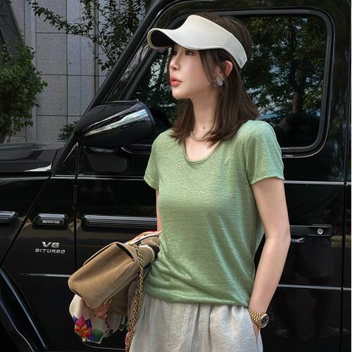 亚麻百搭松弛贵气短袖T恤