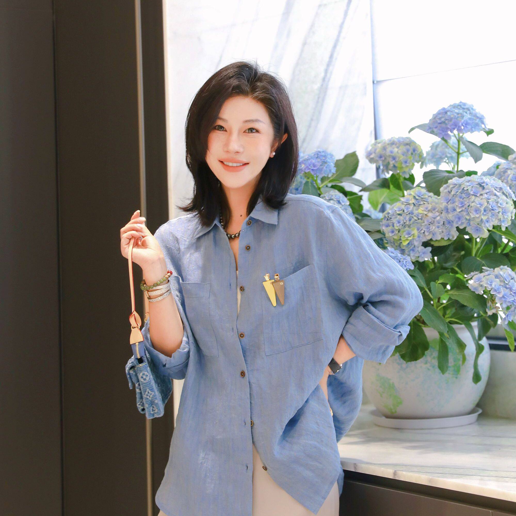 PENNYPENG 色彩叙事 汉麻亚麻复古松弛通勤风翻领亚麻长袖衬衫