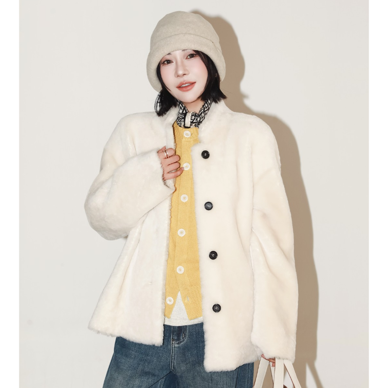美丽奴羊毛时髦皮毛一体外套