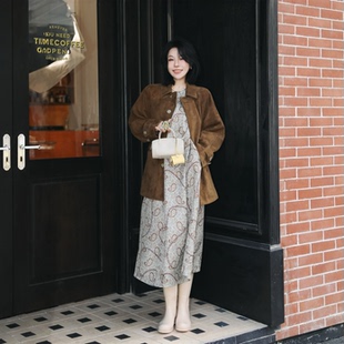 佩斯利花纹印花气质连衣裙 16MM斜纹绸真丝经典 PENNYPENG 迷迭香