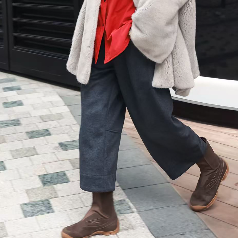 宽松小众羊毛松紧腰阔腿裤