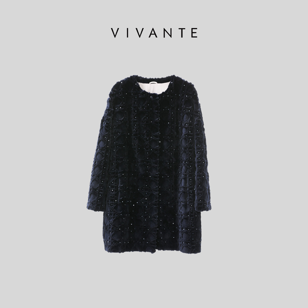 收藏家重工戴妃格子长款水貂外套