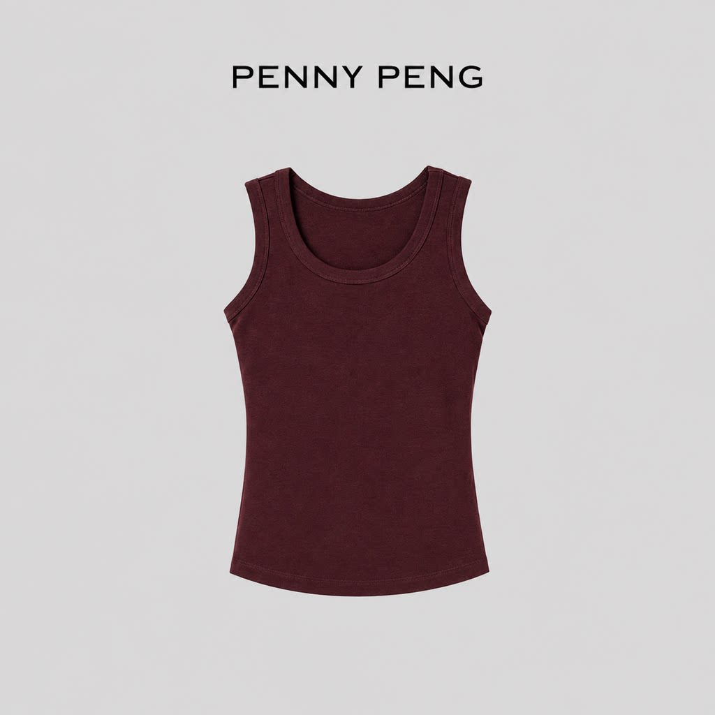 PENNYPENG 辣妹信号 兰精天丝美利奴超细羊毛空气杯百搭圆领背心
