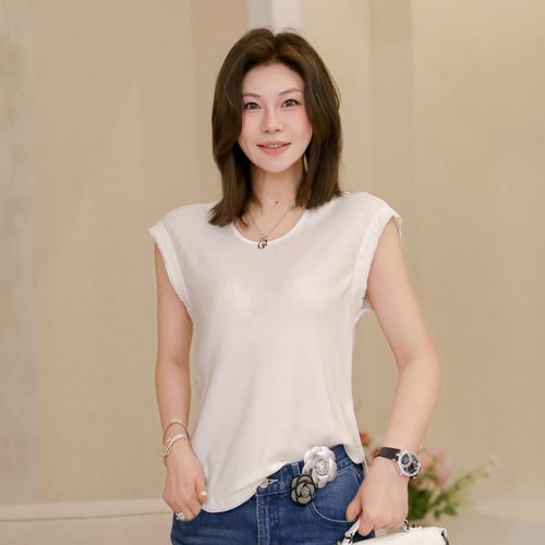 真丝双乔亲肤抗皱极简风真丝上衣