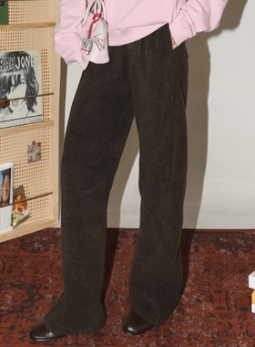 PENNYPENG曼城印象 混纺复合牦牛绒羊毛底布经典极简风宽松弯刀裤