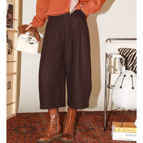 优雅时髦宽松阔腿七分气球裤