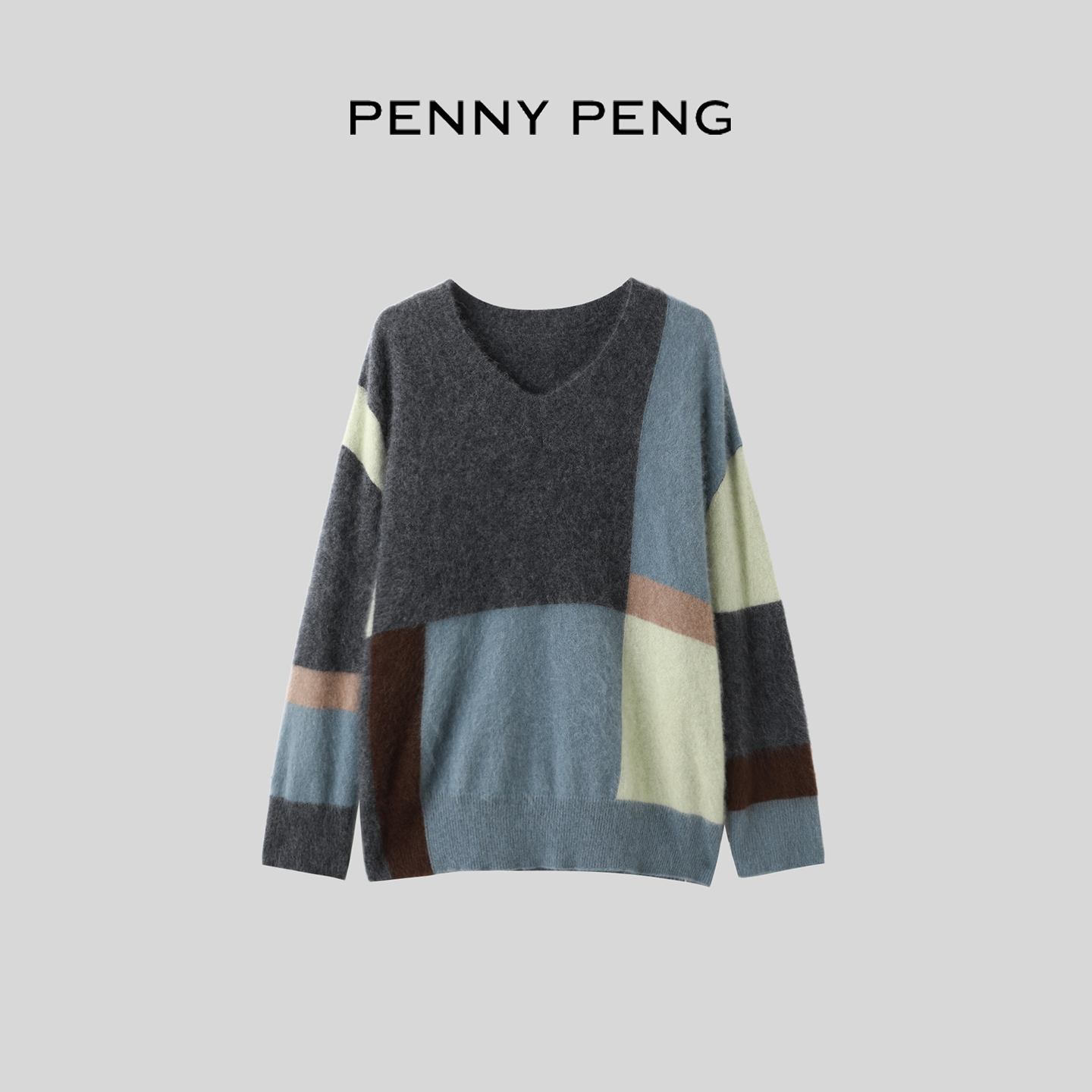 拼色轻盈舒适套头衫毛衣