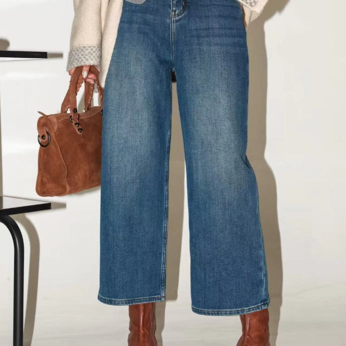 通勤九分直筒显瘦牛仔裤