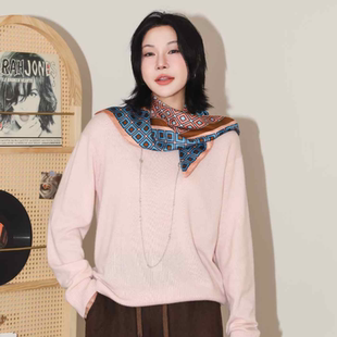 PENNYPENG冬日马卡龙 洋气圆领羊绒慵懒风宽松纯色长袖针织套头衫