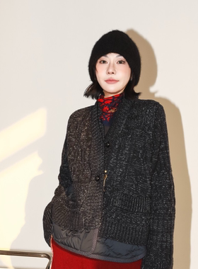 【90白鹅绒+羊毛】PENNYPENG双拼新款休闲90绒针织羊毛羽绒服外套