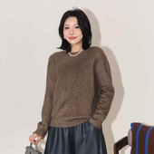 雪域馈赠 PENNYPENG 黑标系列 圆领牦牛绒羊绒复古拉绒圆领毛衣