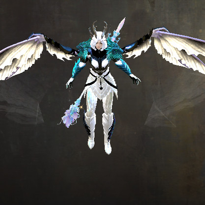 激战2流水巨龙之翼背包和滑翔翼套装头冠头盔护手护甲皮肤护胸