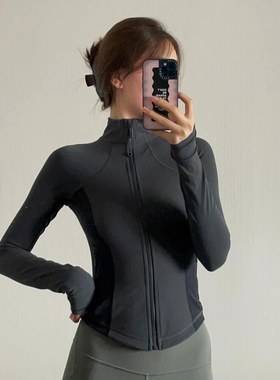 现Lulu同款Define cropped 立领Nulu修身短款夹克运动瑜伽服外套