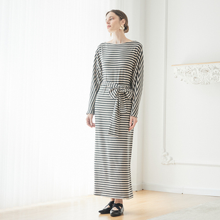 极简风小众Z14走秀款 超长袍子文艺复古显瘦连衣裙 高级感宽松大码