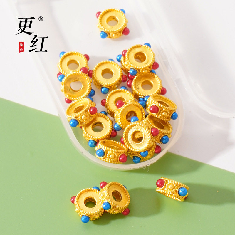 转运珠饰品diy隔珠配件古法尼泊尔金手工手链手绳 蜻蜓眼散珠