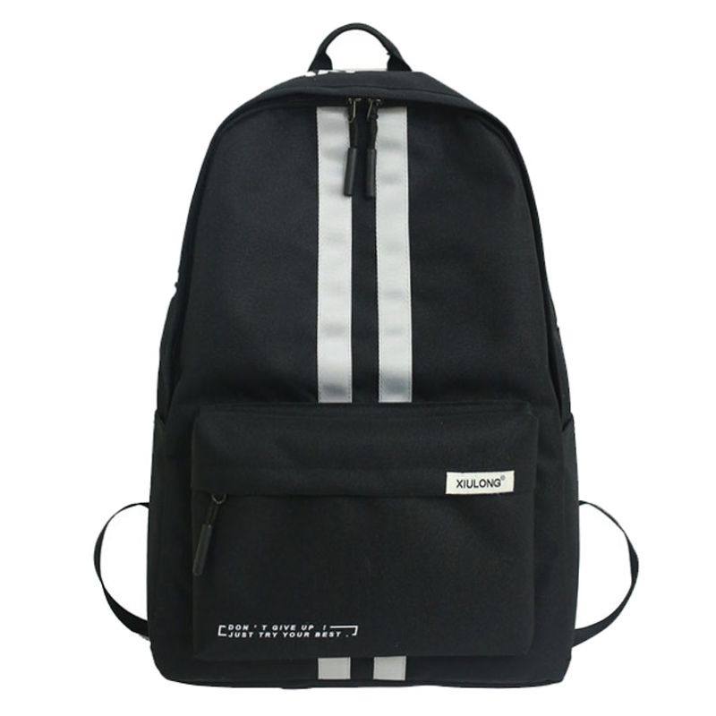 2023好看彩条纹字母英文图案轻文艺防泼水青少年男女双肩学生书包