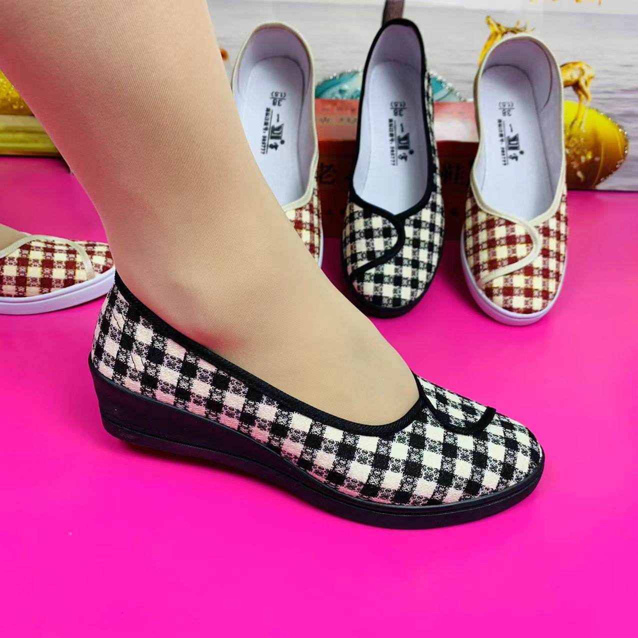 一字平底护士鞋休闲帆布