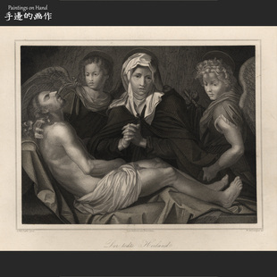奥地利1854年古董雕版铜版钢版画Antique名画/萨托 死去的救世主