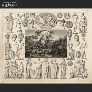 罗马神像 美国1849年古董铜版 G.Heck百科 画收藏 维纳斯 画钢版