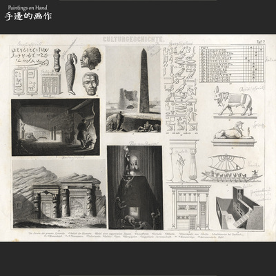 德国1878年古董钢版画复古收藏/BILDER-ATLAS/古文明墓葬 考古