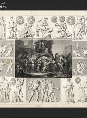 美国1849年古董铜版画钢版画收藏/G.Heck百科/希腊罗马神话神像
