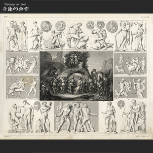 G.Heck百科 画收藏 希腊罗马神话神像 画钢版 美国1849年古董铜版