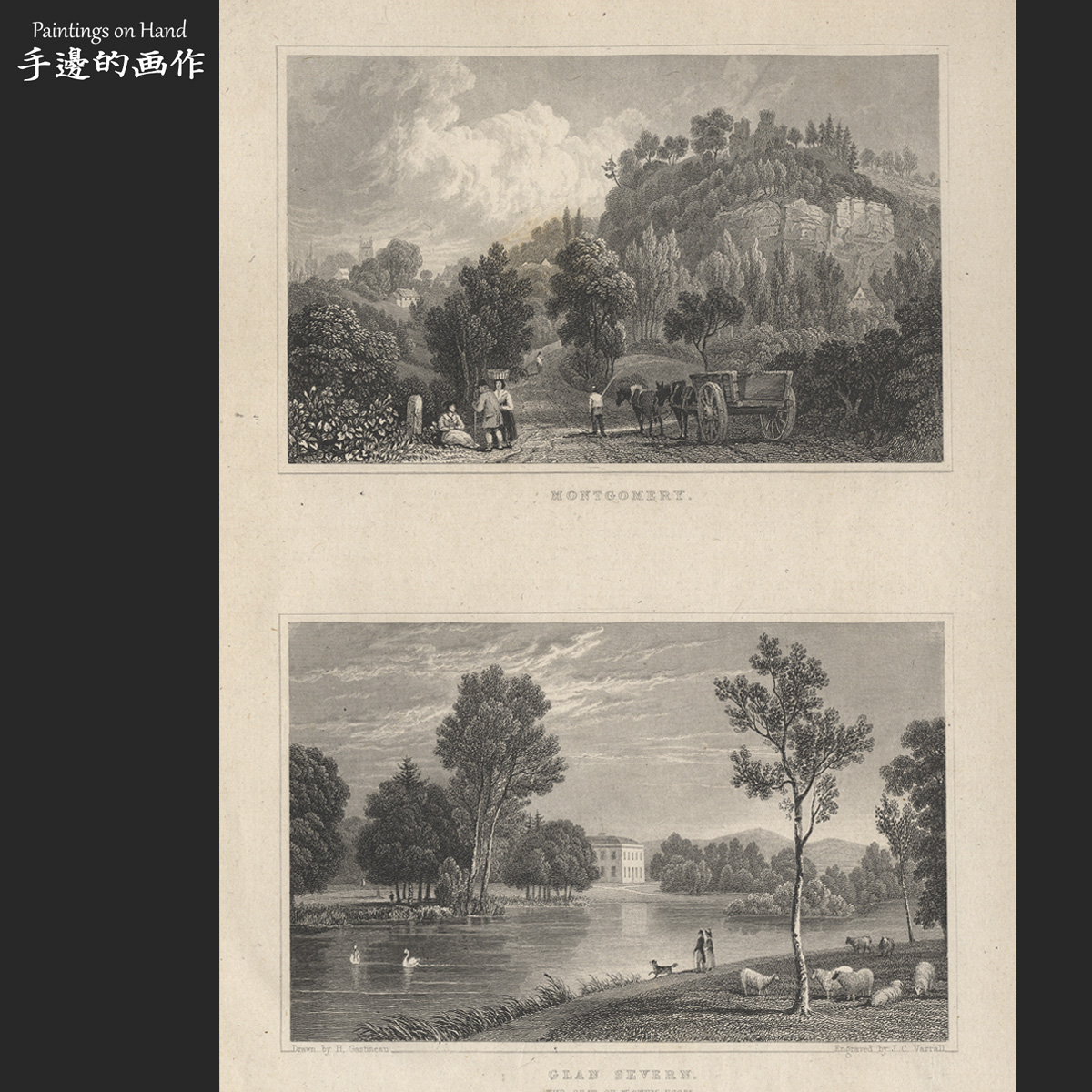 英国1831年原版铜版画雕版画芯艺术老物件/威尔士风光/格兰塞文河-封面