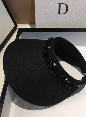 2025新款黑色空顶帽子女夏季时尚潮百搭无顶防晒遮阳帽防紫外线潮