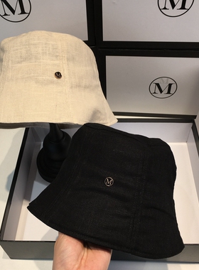 透气棉麻渔夫帽子女日系遮阳平顶春夏季复古盆帽可折叠水桶帽韩版