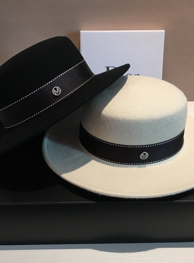 英伦复古平檐礼帽女休闲百搭秋冬时尚男爵士帽子羊毛呢名媛网红潮