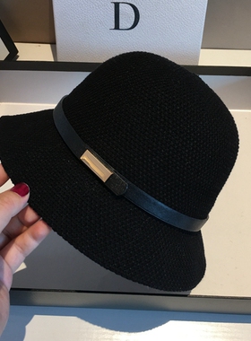 新款帽子女夏季薄款遮阳防晒帽子太阳帽百搭时尚显脸小圆顶渔夫帽