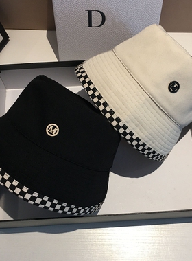 新款渔夫帽子女春夏黑色显脸小百搭盆帽可折叠白色时尚遮阳防晒帽