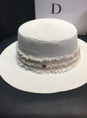 夏季韩版遮阳草帽女小清新白色防晒帽海边度假沙滩帽宽檐英伦风潮