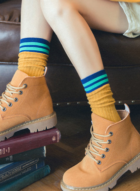 高腰袜子女韩国学院风春秋季堆堆袜马丁靴袜子中筒韩版百搭长袜子