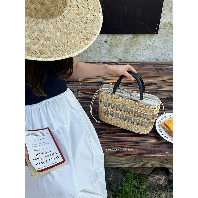 cosy zing 韩国ins博主同款法式复古草编织包海边度假沙滩手提包