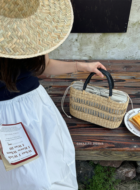 cosy zing 韩国ins博主同款法式复古草编织包海边度假沙滩手提包