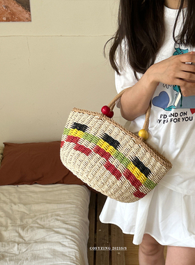 cosy zing 包包2023夏季新款大容量海边度假草编织包手提野餐篮子