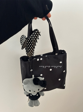 cosy zing 韩国小众女包波点缎面手提包单肩慵懒风小方包