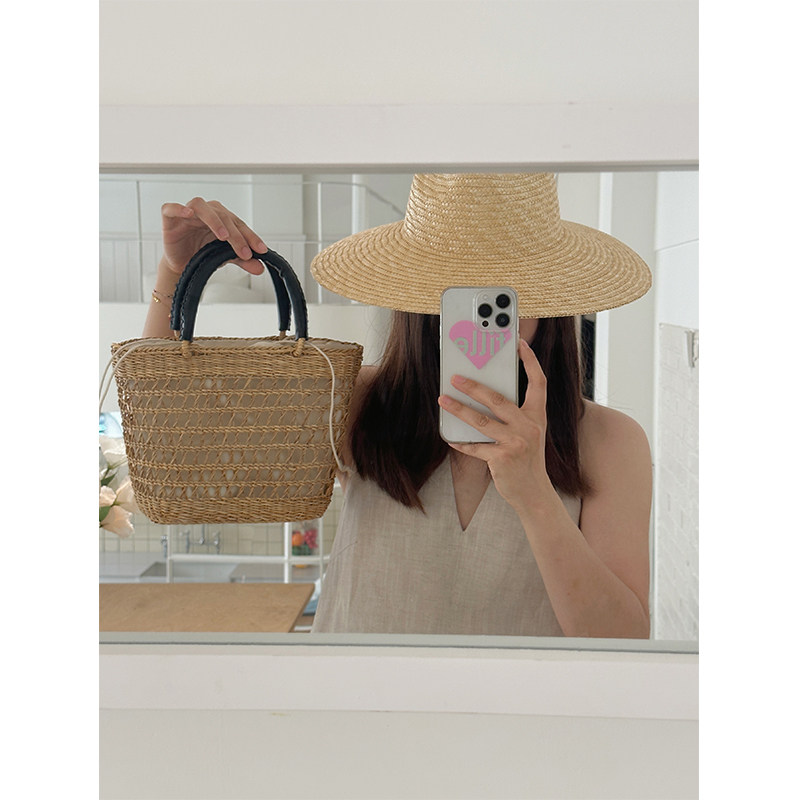cosy zing 包包女夏季法式复古黄草镂空编织包海边度假沙滩手提包