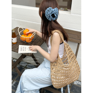 cosyzing包包女2025夏季 镂空手提草编包海边度假大容量单肩包 新款