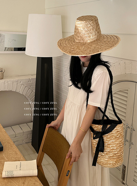 cosy zing 包包女夏季慵懒风法式大容量单肩草编包海边度假沙滩包