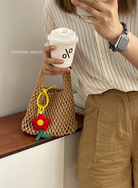 cosy zing 夏季时尚包包编织女包棉线可爱单肩手提包通勤手拎小包