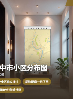 巴中市小区分布图 现代简约装饰画 办公室挂画 定制地图挂图