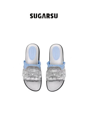 SUGARSU酥履 26年夏新款度假时尚勃肯褶皱拼色凉拖鞋女外穿夏露趾