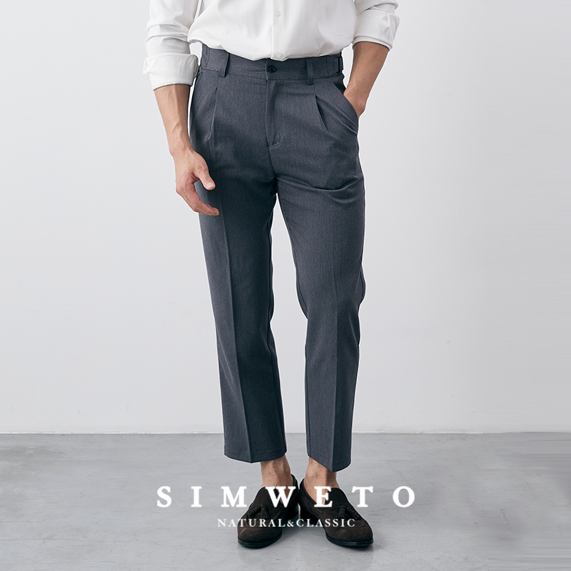 意式经典商务    男士西裤修身那不勒斯免烫青年休闲长裤韩版宽松