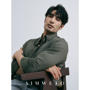 冰丝高级感免烫亲肤绿色衬衣男 竹纤维透气商务衬衫 春季 轻熟型男