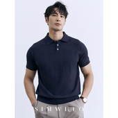 男士 14针纯棉polo衫 夏季 冰丝条纹针织短袖 翻领T恤 意式 修身 老钱风